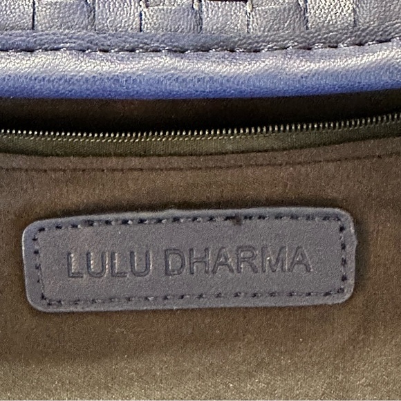 Lulu Dharma Blueberry Blue Vegan Leather Tote Snap Closure Large 18Lx10Hx6.5W - Picture 2 of 15